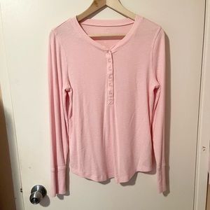 Pink Long Sleeve Henley Top